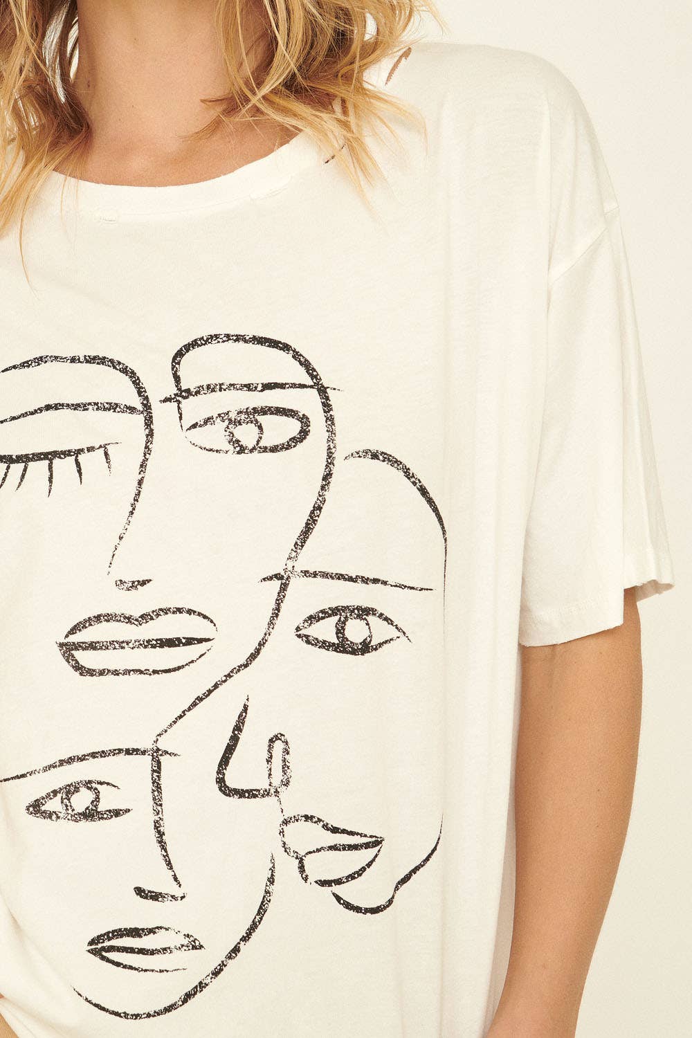 Mineral Washed Abstract Faces Graphic Tee
