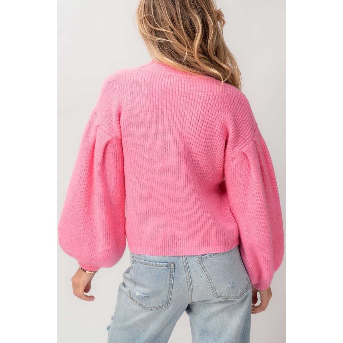 Chunky Knit Bishop Sleeve Sweater