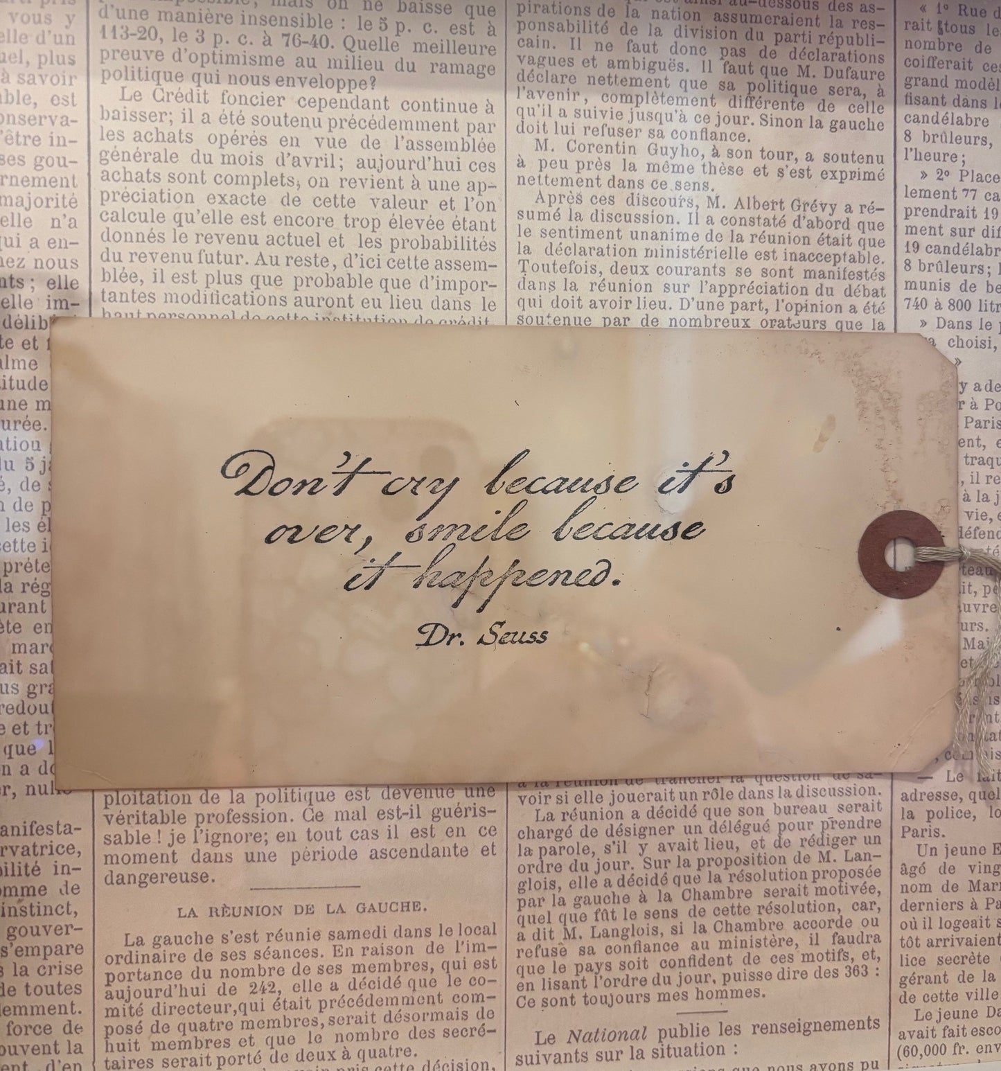 Antique calligraphy print of Dr. Seuss Quote in Gold Shadow Box