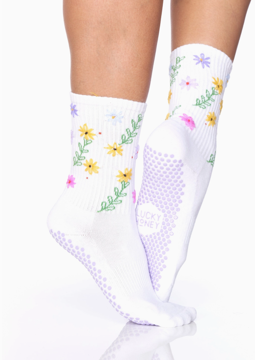 Limited Edition Tall Tube Grip Sock Daisy Multi Color