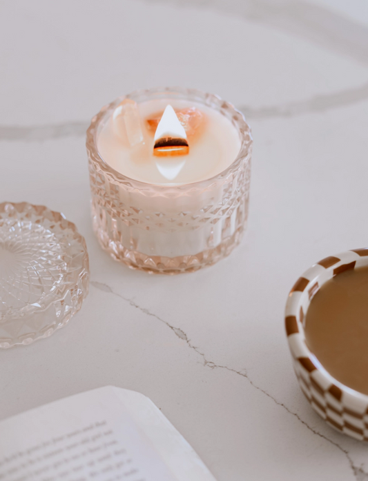 Soft Blush Crystal Candle