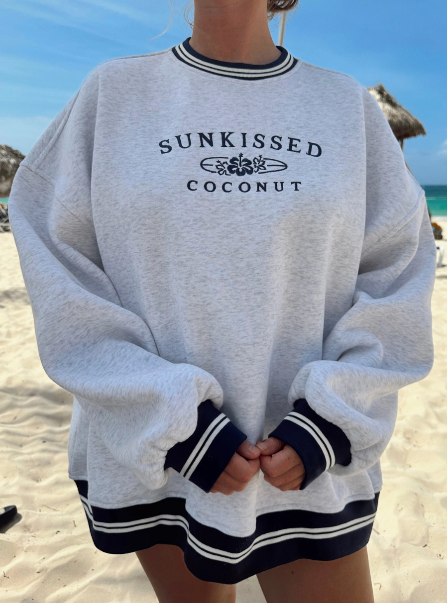 Sunkissed Coconut Preppy Crew Sweatshirt