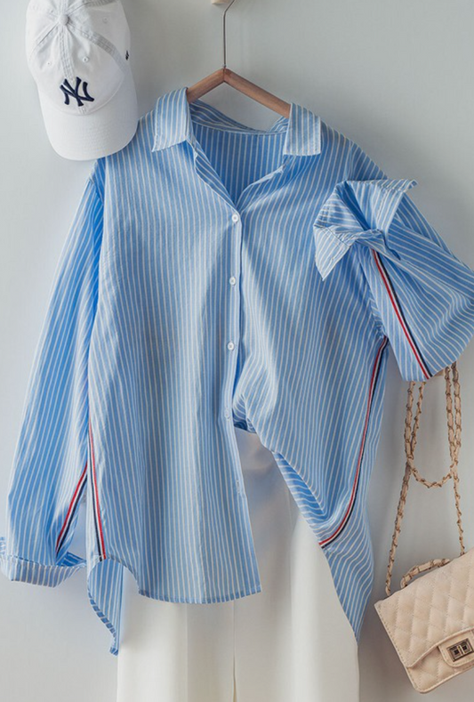 Loose Fit Button Down Stripe Shirt