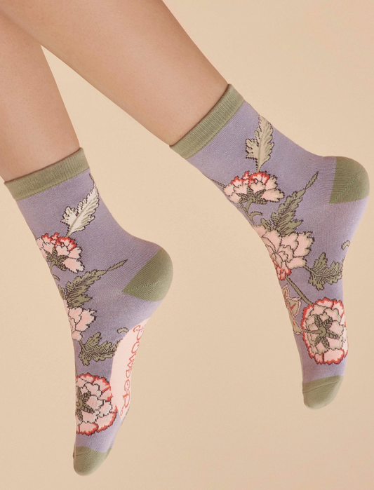 Lilac Paisley Ankle Socks