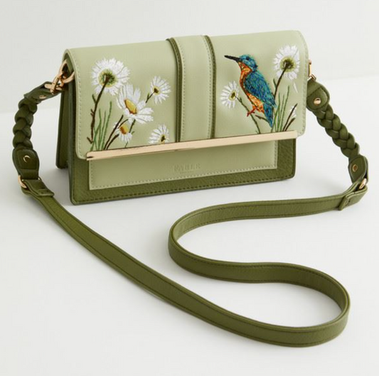 Embroidered Kingfisher Cross Body Purse