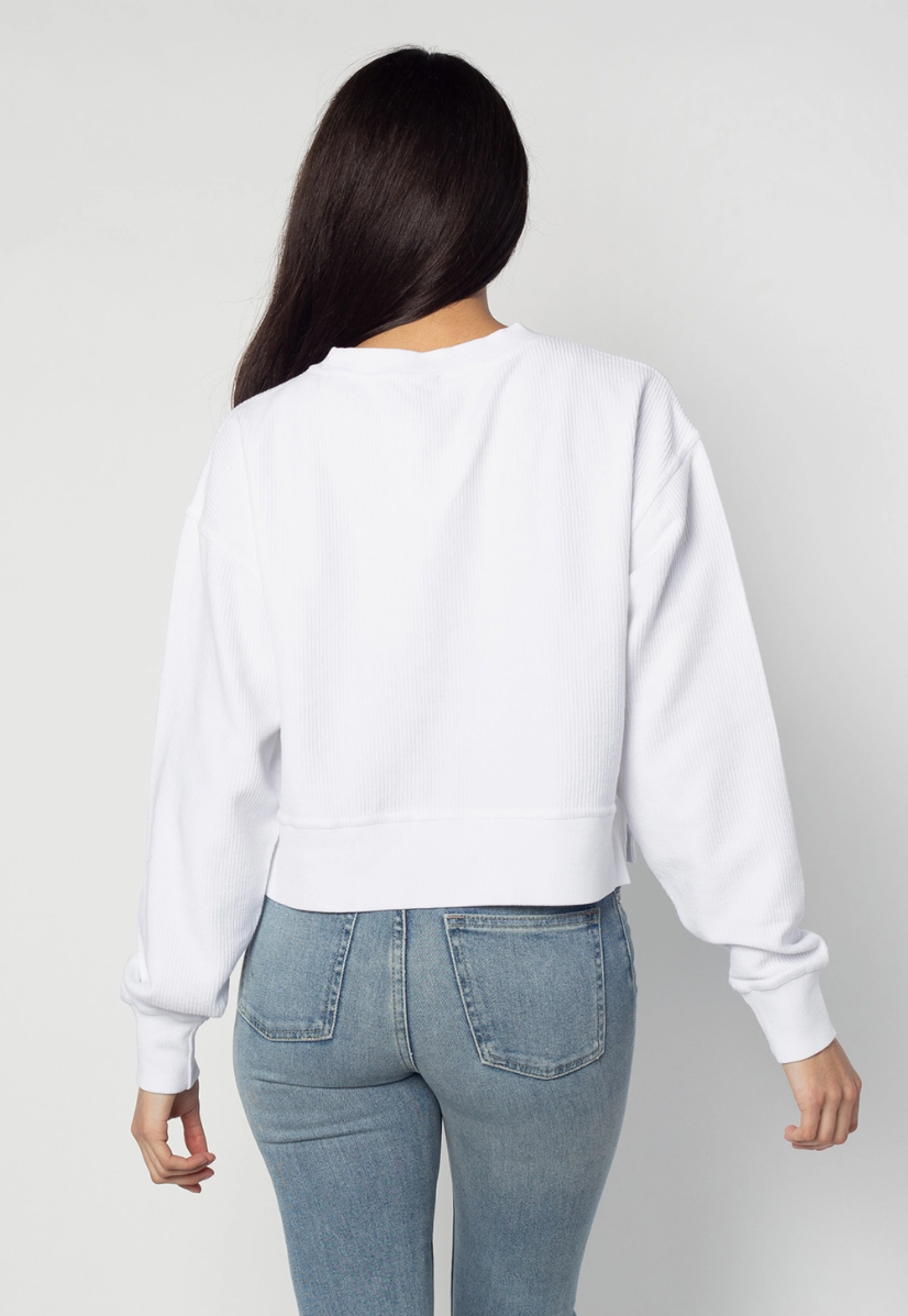 Cropped Corded Pullover in White