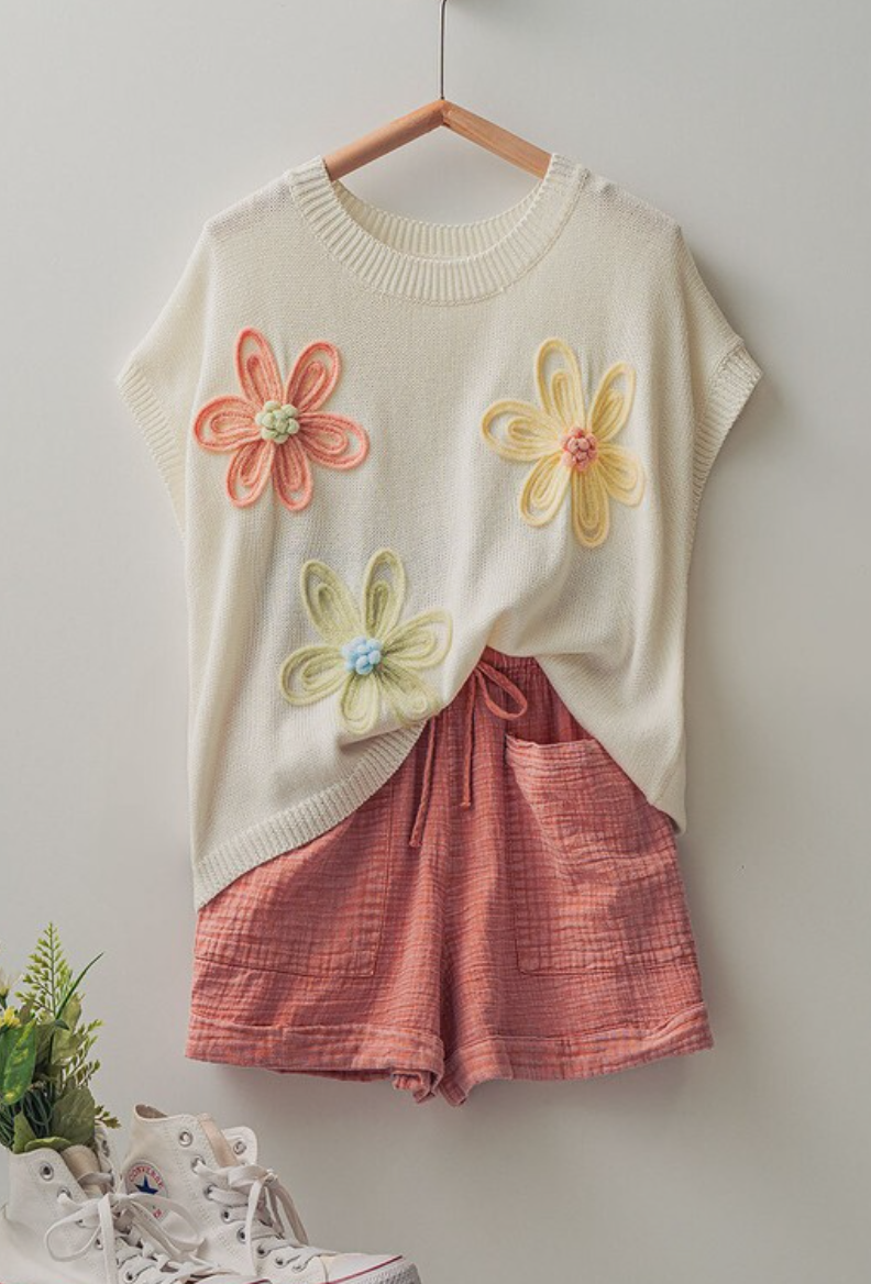 Dainty Floral Super Soft Sweater Vest