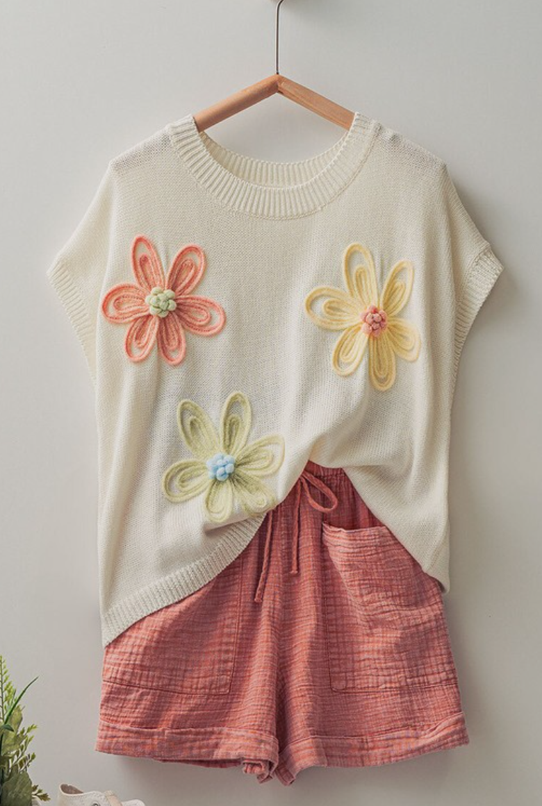 Dainty Floral Super Soft Sweater Vest