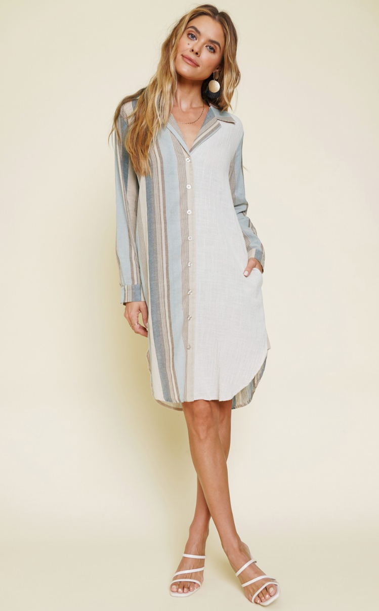 Seashore Stripe Shirt Dress