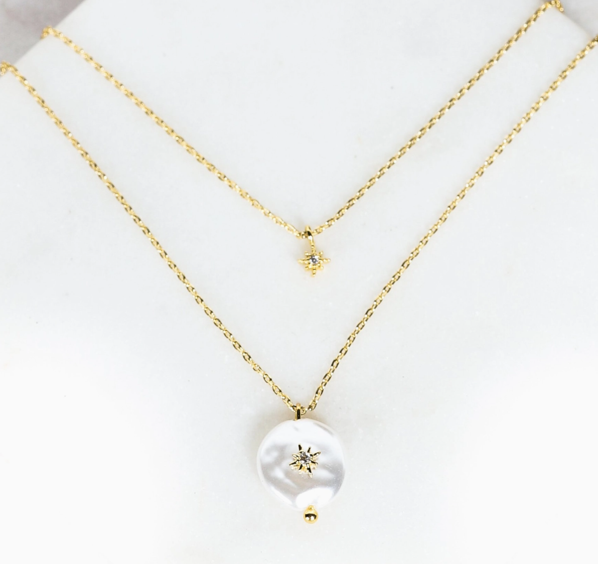 Twinkler 2-Layer Gold Pearl Necklace