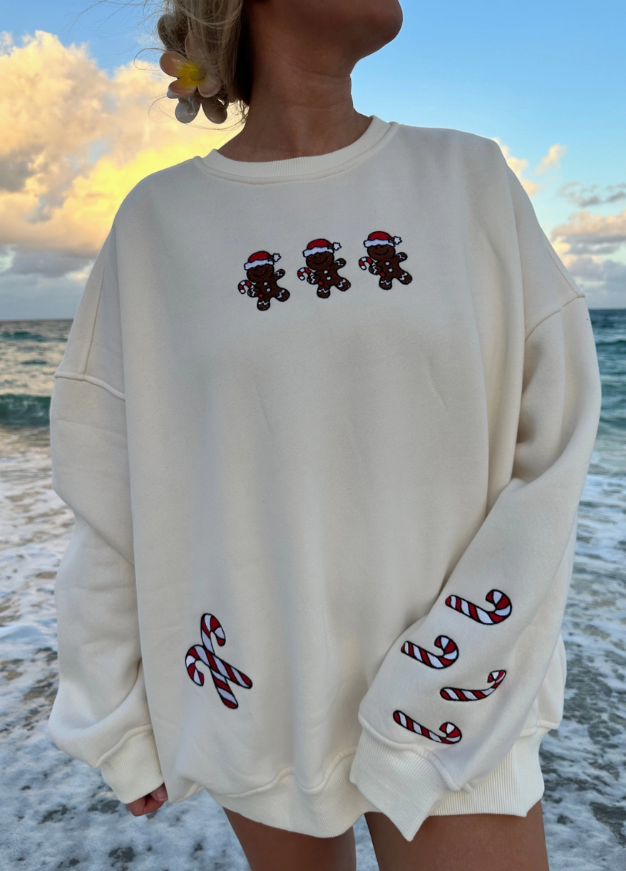 Ivory Gingerbread Recipe Christmas Embroider Sweatshirt