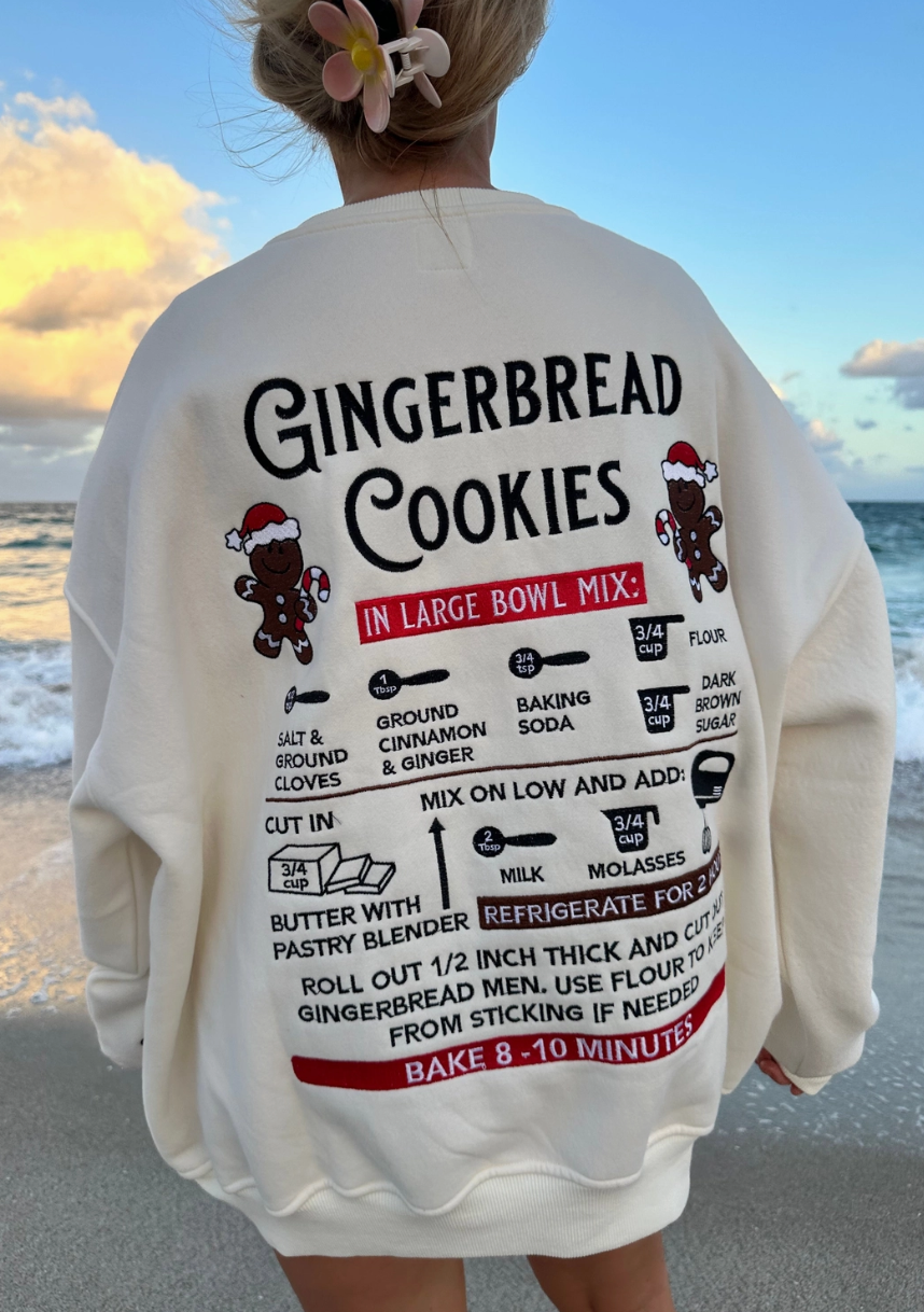 Ivory Gingerbread Recipe Christmas Embroider Sweatshirt