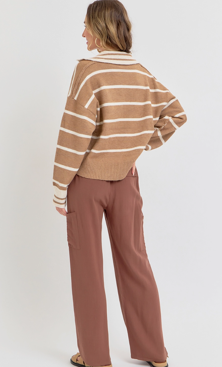 Linen drawstring pants - Autumn Brown