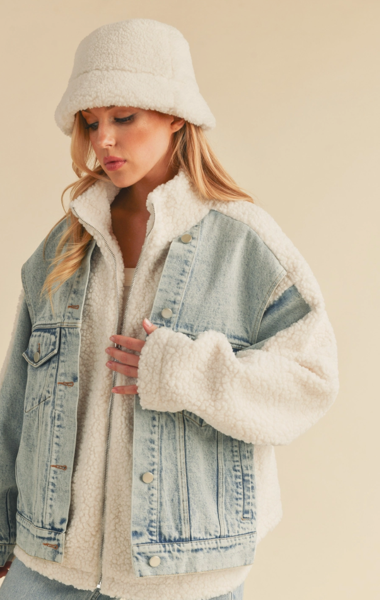 The coolest denim & sherpa jacket!