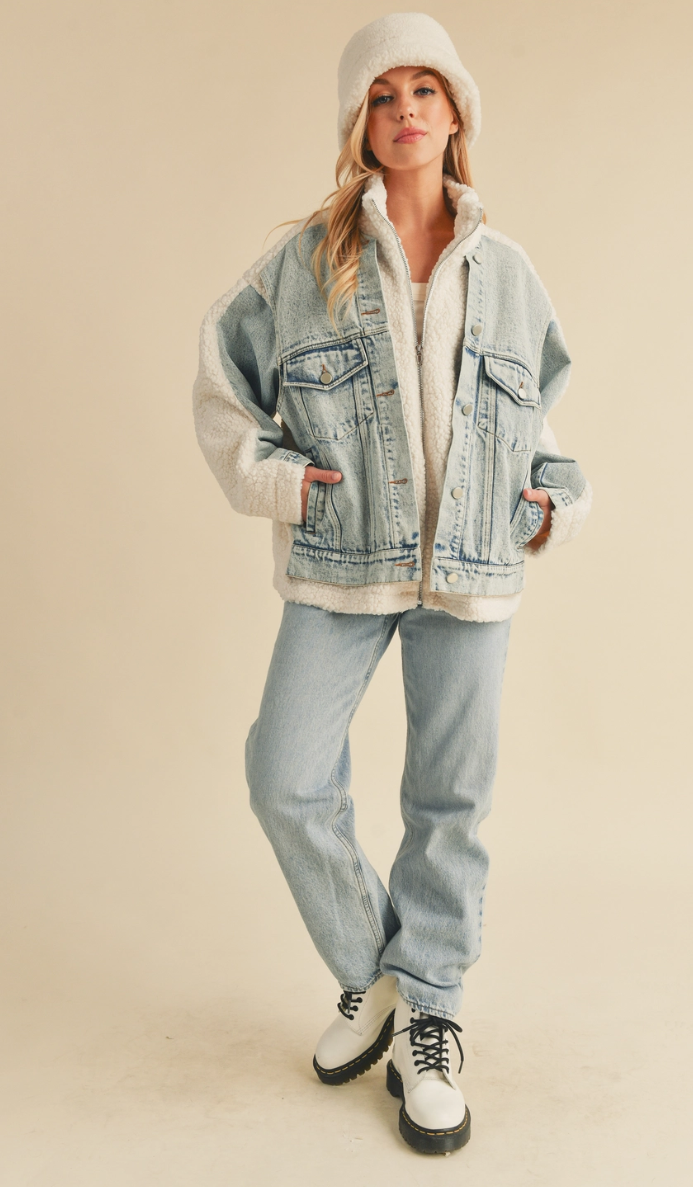 The coolest denim & sherpa jacket!