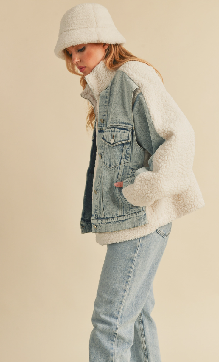 The coolest denim & sherpa jacket!