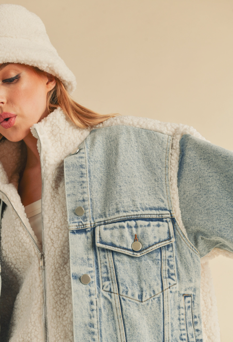 The coolest denim & sherpa jacket!