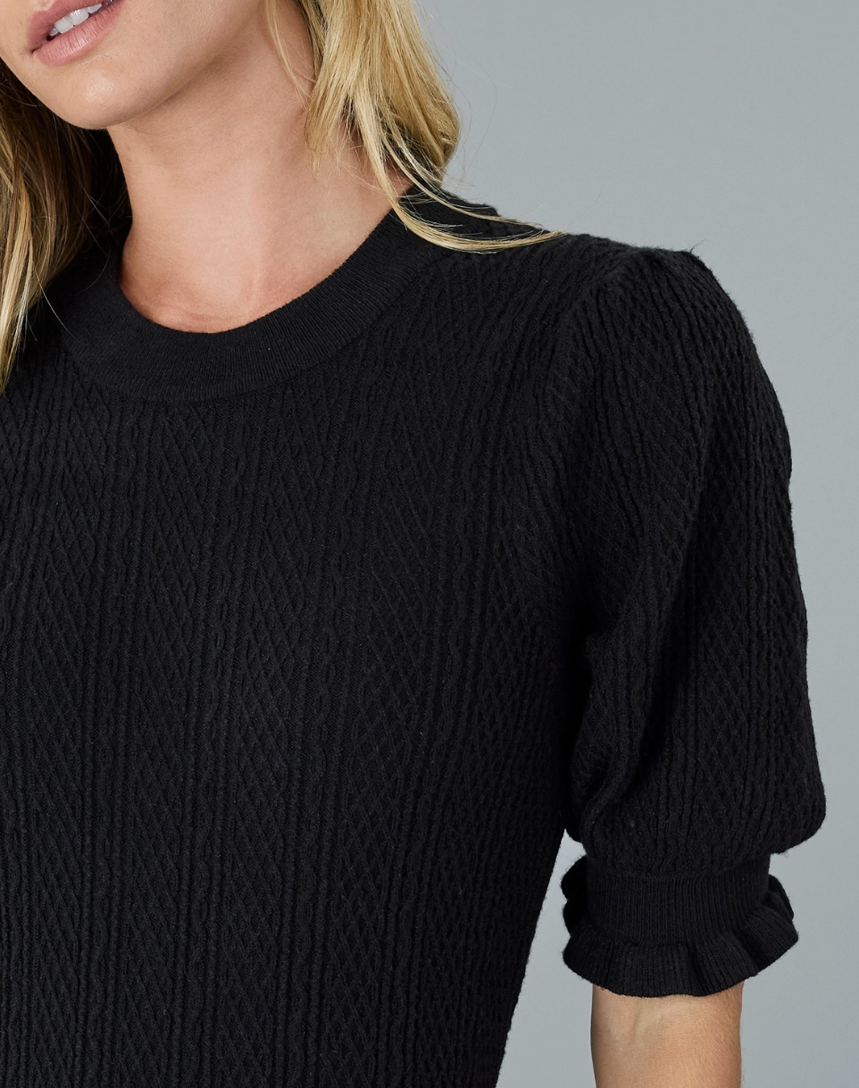 Super Soft Black Short Sleeve Sweater