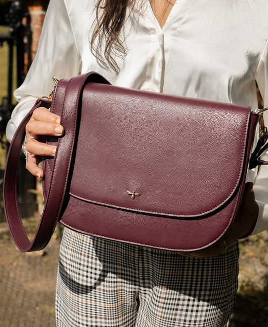 Fable Nina Burgundy Vegan Leather Messenger Purse