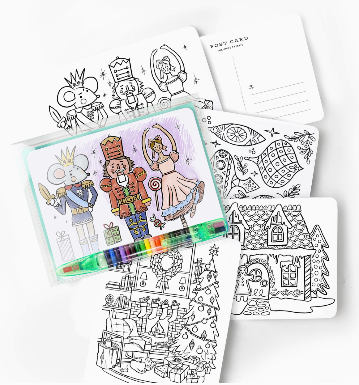 Sustainable Color-in Postcard Kit - Holiday