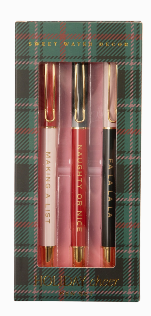 Holiday Cheer Metal Pen Set - Stocking Stuffers, Gifts