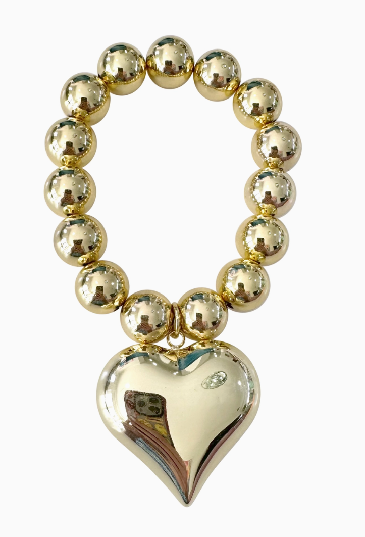 Gina Gold Beaded Heart Charm Bracelet