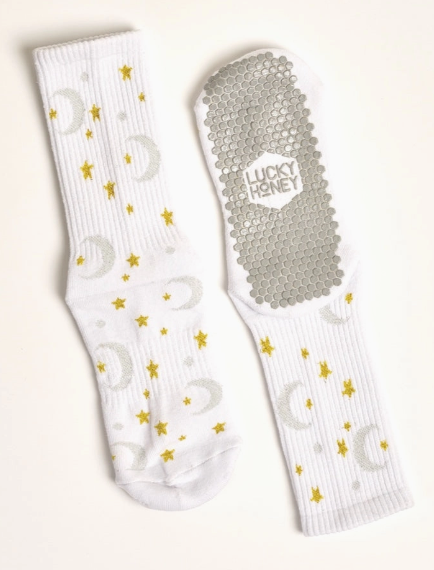 Sky Tall Tube Grip Sock White