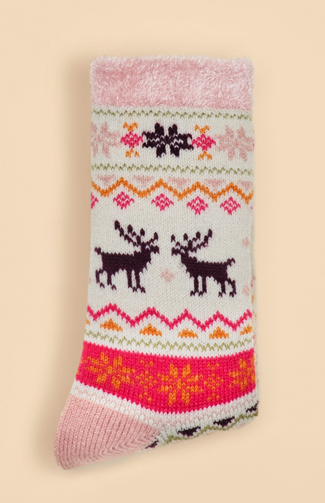 Fair Isle Reindeer Cozy Socks