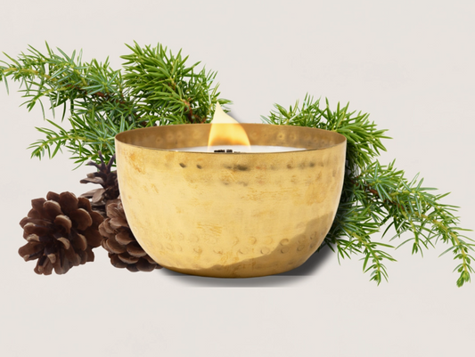 Juniper & Balsam Fir-Solid Brass 14oz Pure Soy Candle