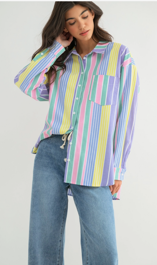 Multicolor Striped Button-Up Shirt