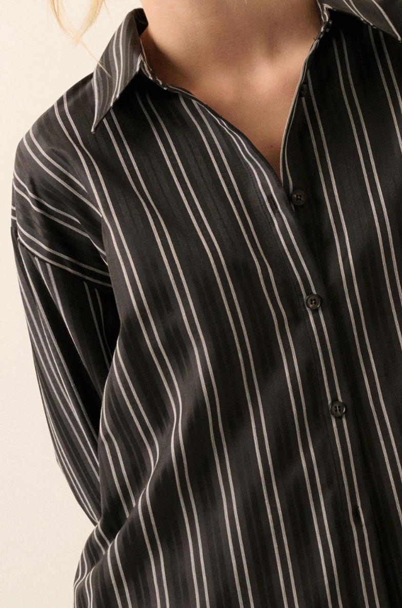 Striped Button-Back Collared Shirt