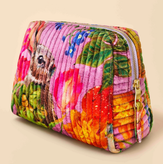 Large Quilted Cosmetic Bag - Whimsical Woodland