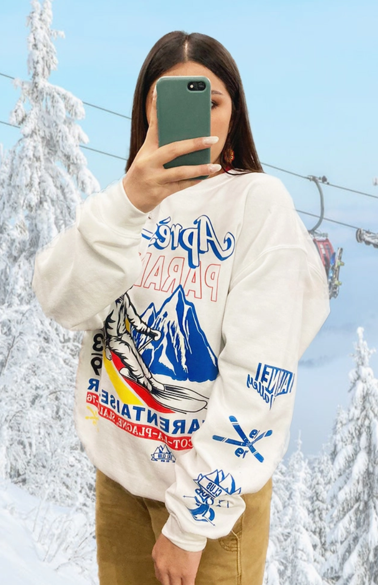 Apres Ski Sleeve Print Sweatshirt