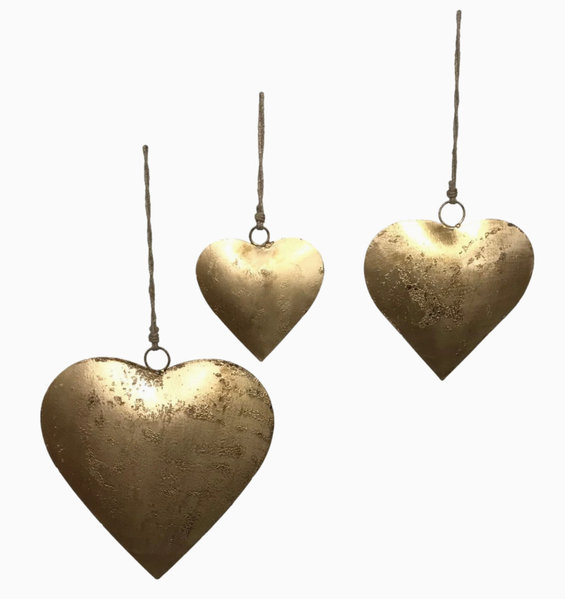 Metal 3-D Hanging Heart Ornaments - Color and Size Options