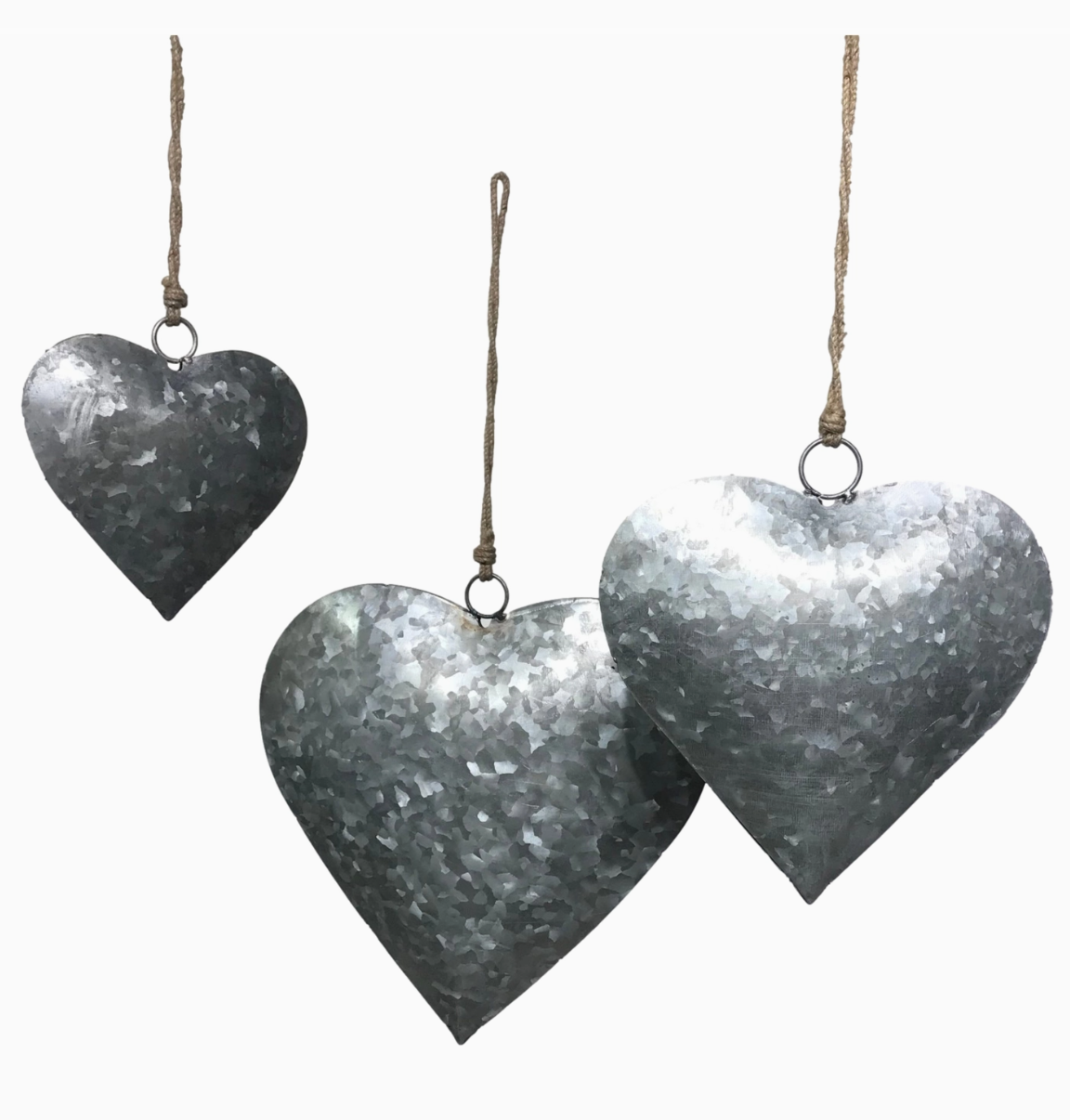 Metal 3-D Hanging Heart Ornaments - Color and Size Options