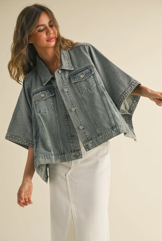 The Rebel CapeLightwash Denim Jacket