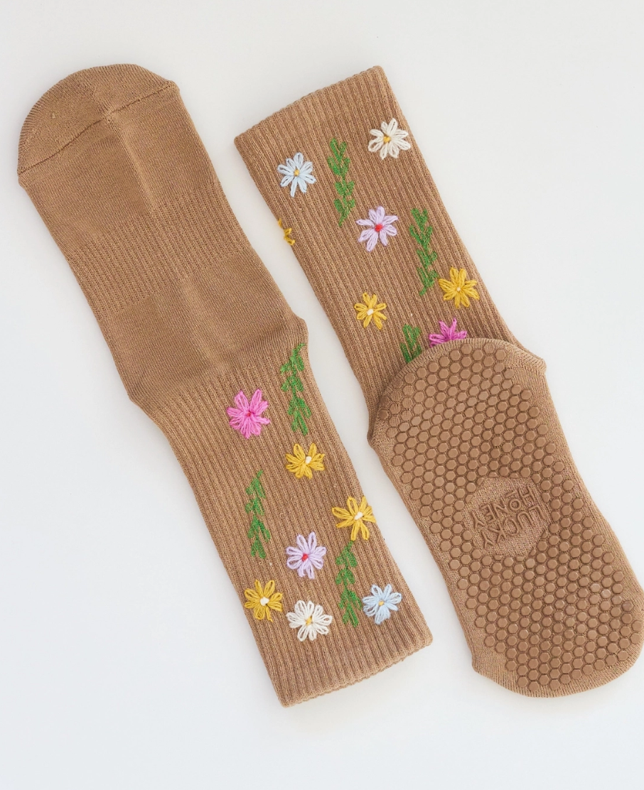 Limited Edition Tall Tube Grip Sock Daisy Multi Color