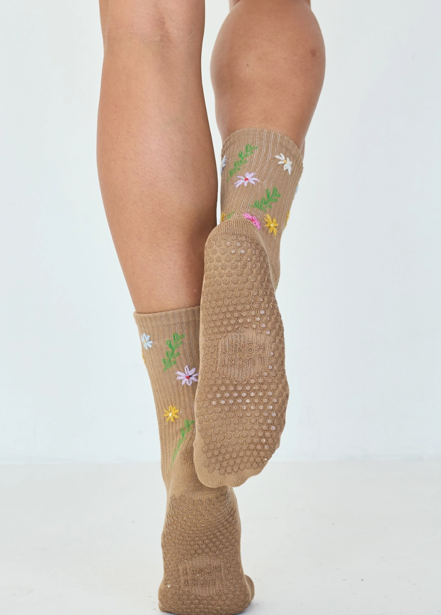 Limited Edition Tall Tube Grip Sock Daisy Multi Color
