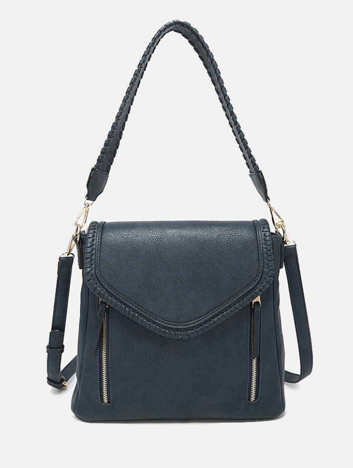 Lorelei Double Zip Whipstitch Trim Crossbody