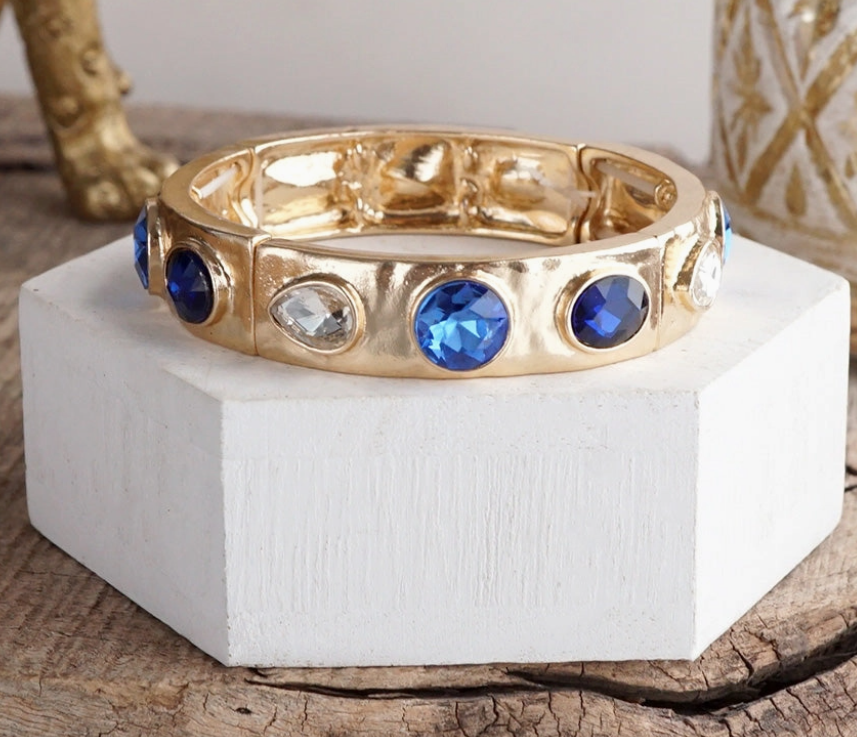 Sparkly Crystal Stretch Bangles – Gold Tone with Color Options