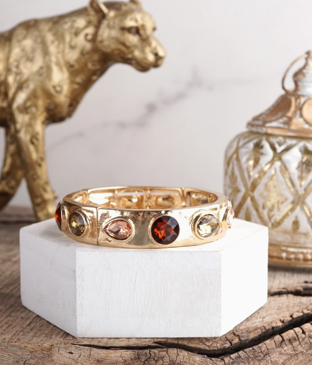 Sparkly Crystal Stretch Bangles – Gold Tone with Color Options