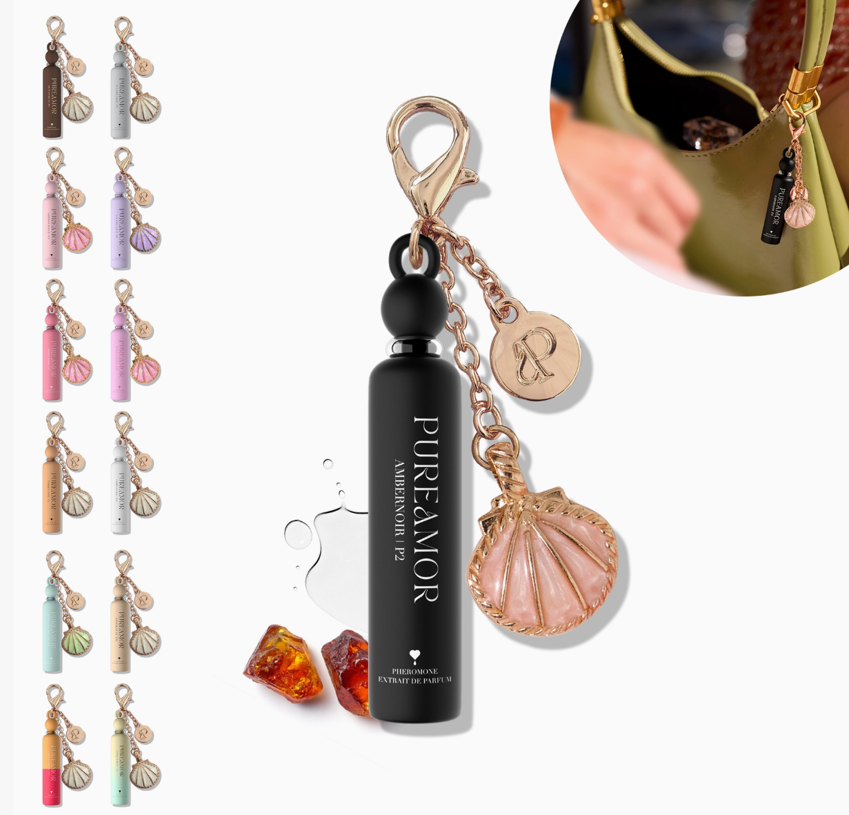 Amber Noir Pheromone Perfume Oil Keychain - 2ml Mini