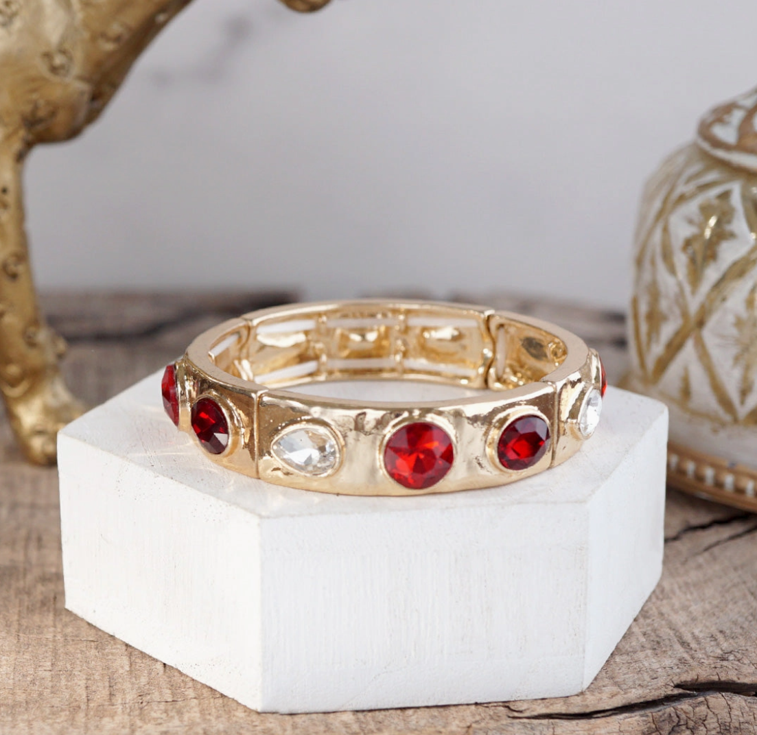 Sparkly Crystal Stretch Bangles – Gold Tone with Color Options