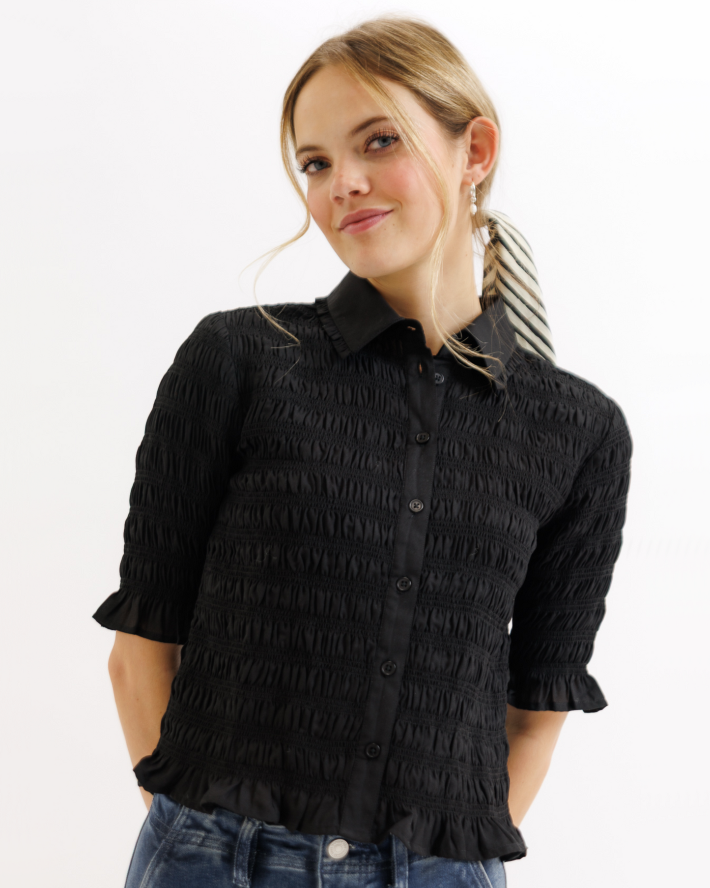 Smocked Button Down Top - Online exclusive