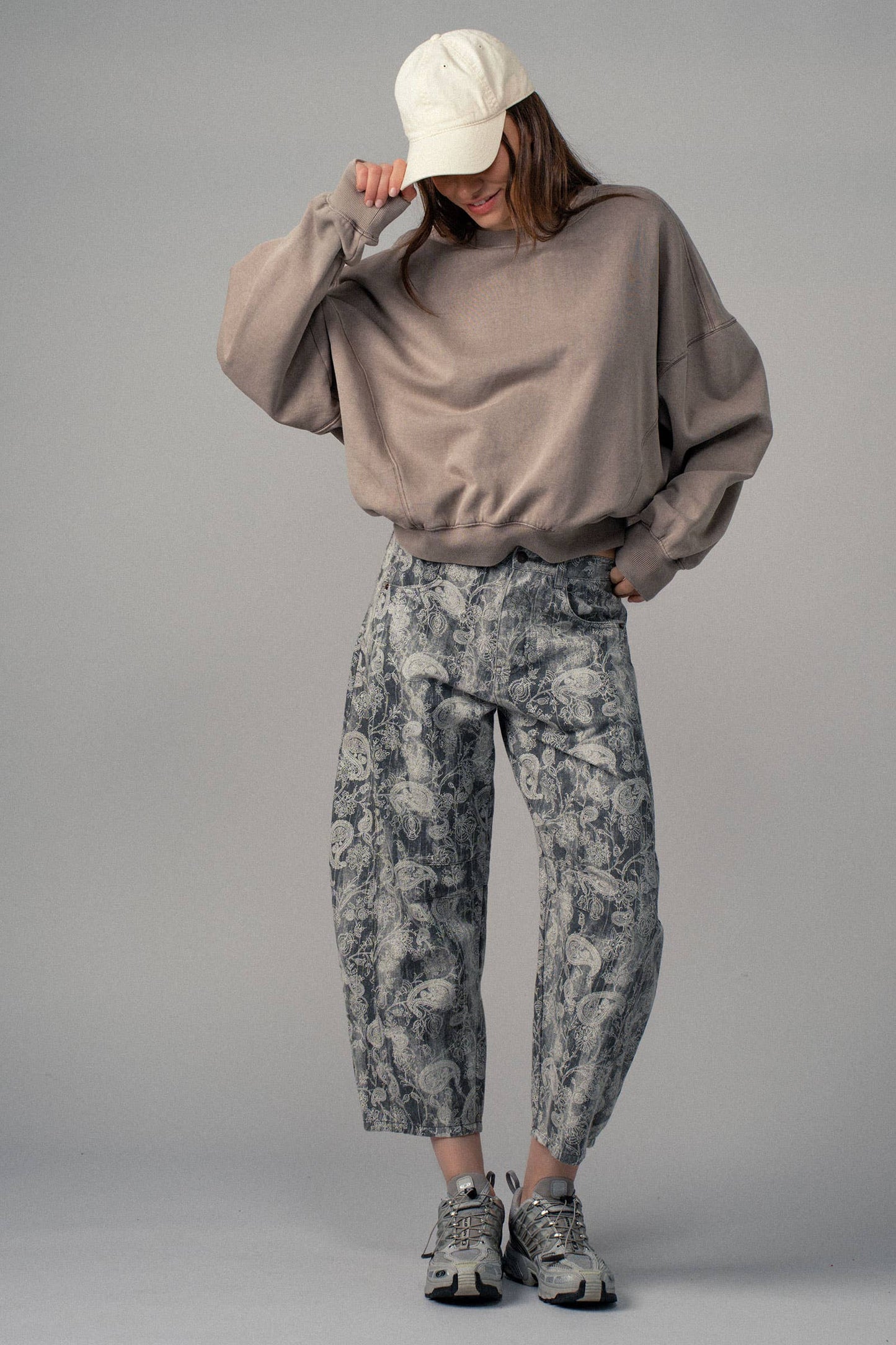 Paisley Print Cropped Wide Leg Pants