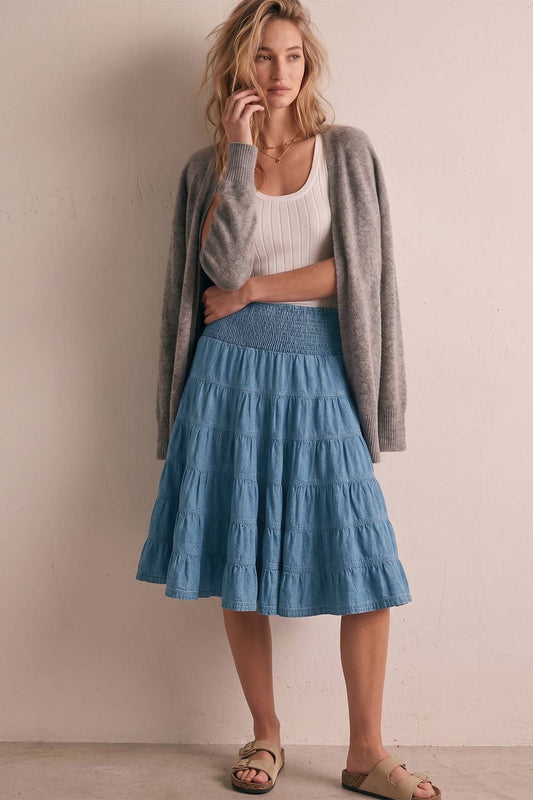 Smocked Waist Midi Skirt