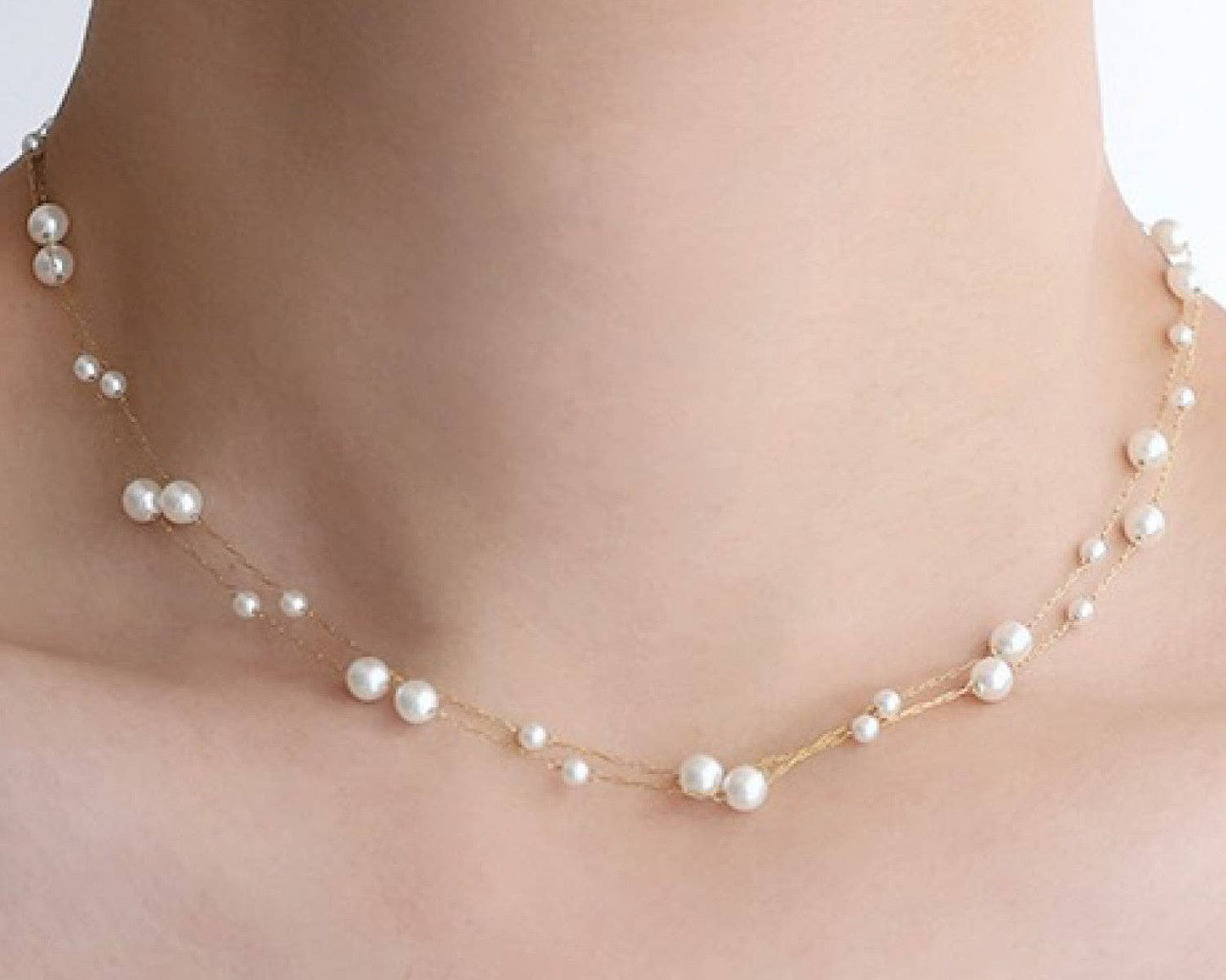 18K Gold Plated Waterproof Stainless Steel Pearl Necklace
