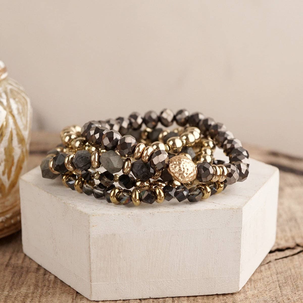 Golden Burgundy Bracelet Stack
