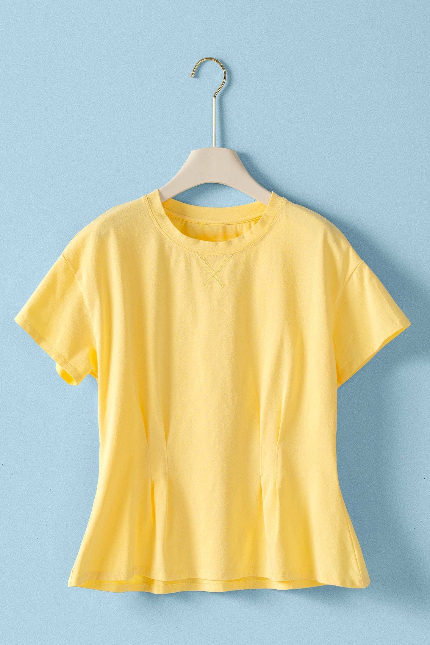 Pleated Waist Cotton Spandex Everyday Tee
