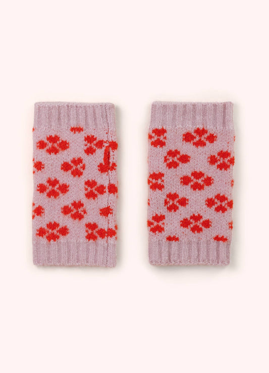 Roxy Wrist Warmers in Natural Petal and Tangerine